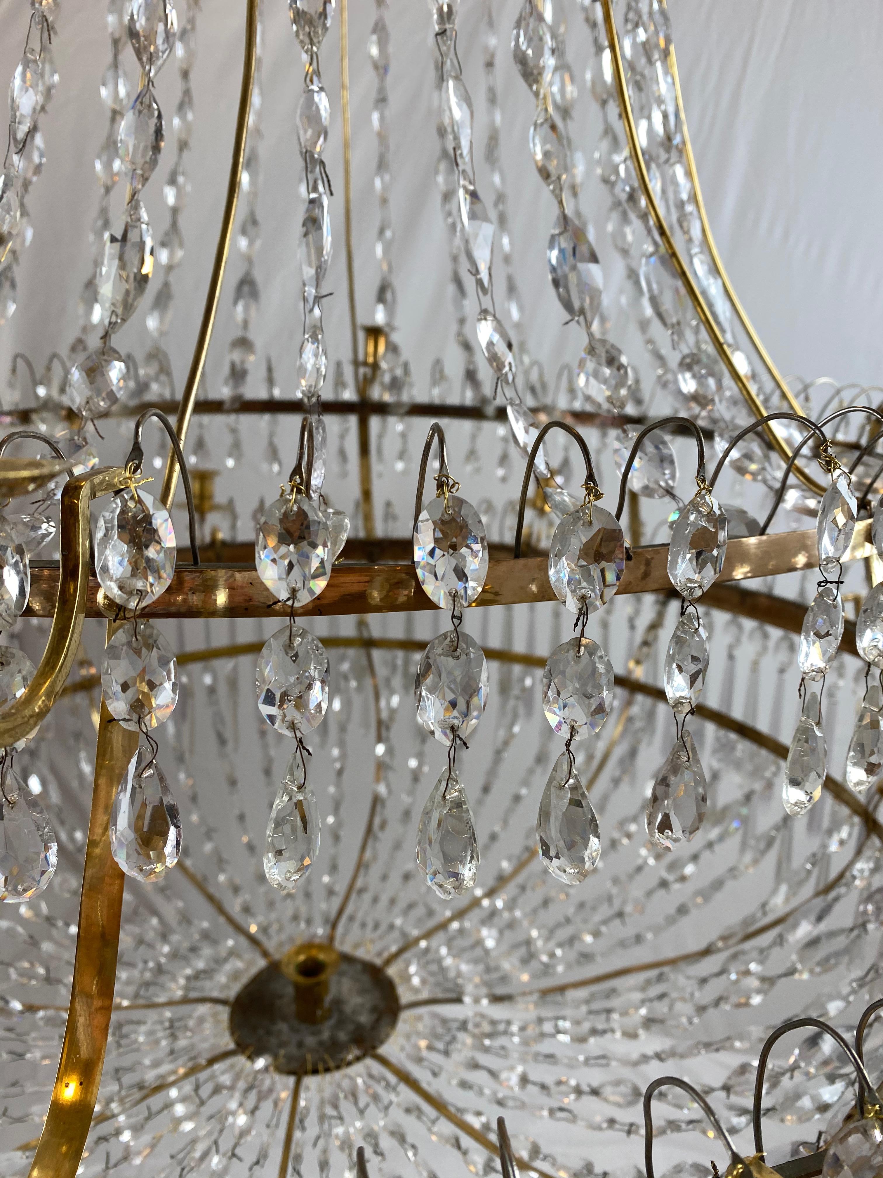 Cut Glass Important Pair of Swedish Gustavian Chandeliers, Made circa 1800