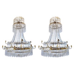 Important Pair of Swedish Gustavian Chandeliers, Made circa 1800