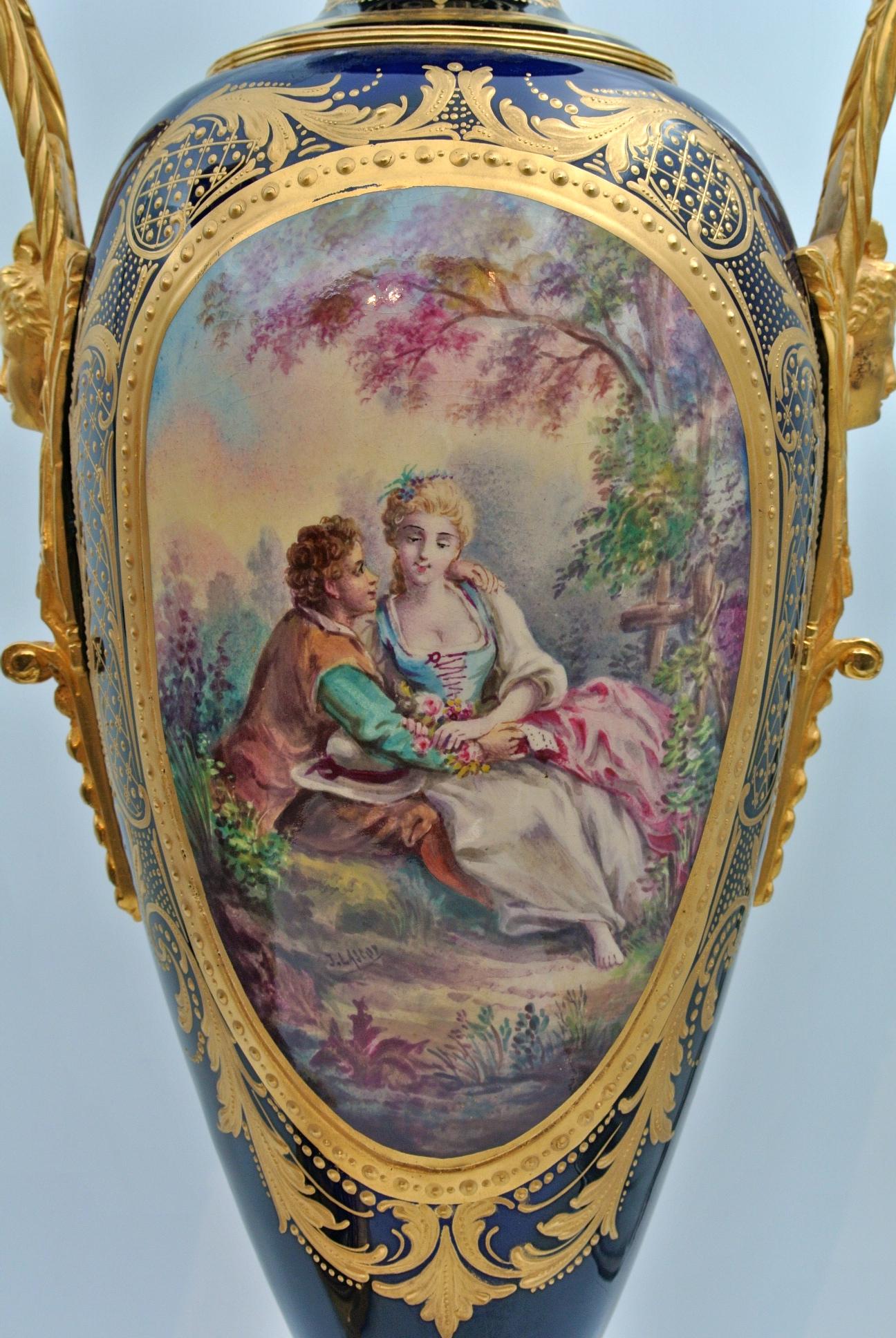 Napoleon III Important Pair of Vases in Sèvres Porcelain