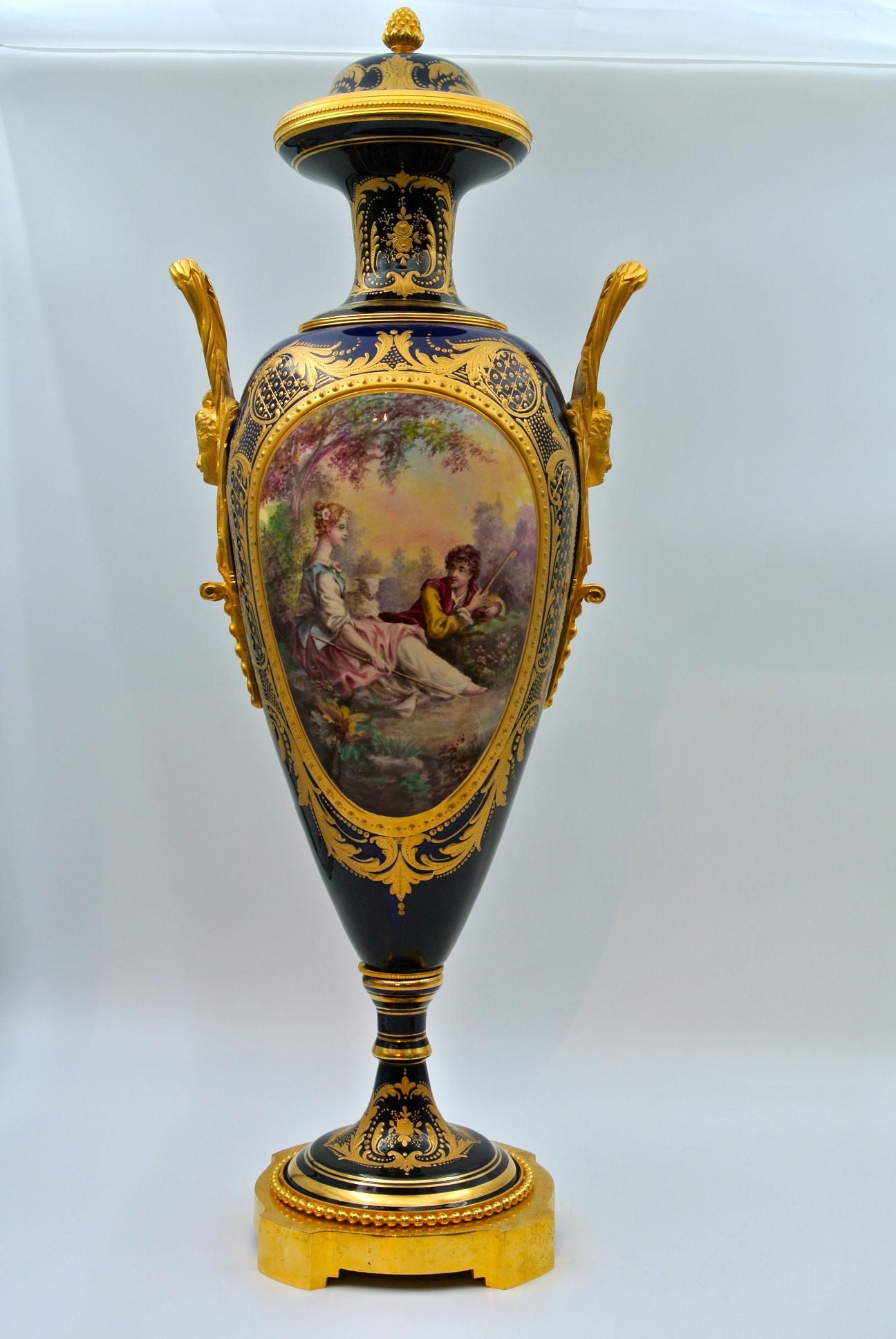 French Important Pair of Vases in Sèvres Porcelain