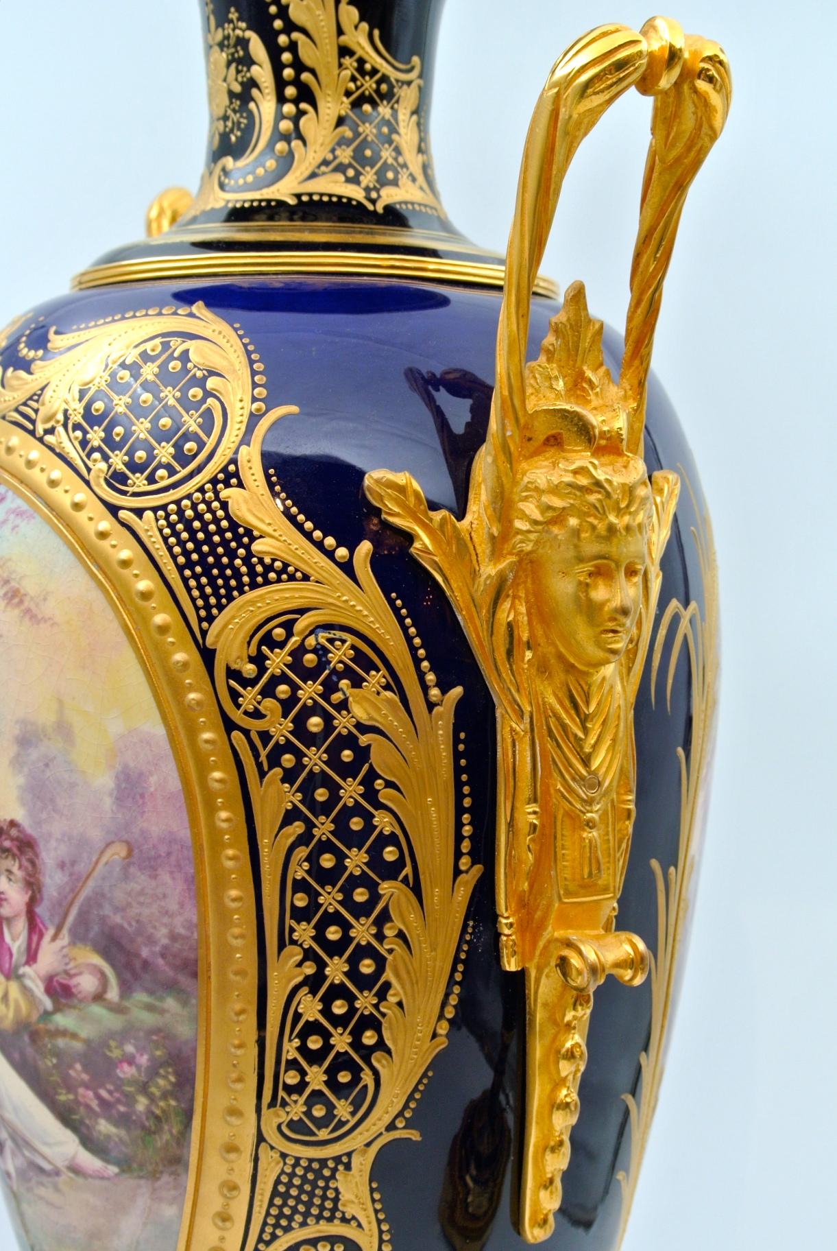 20th Century Important Pair of Vases in Sèvres Porcelain