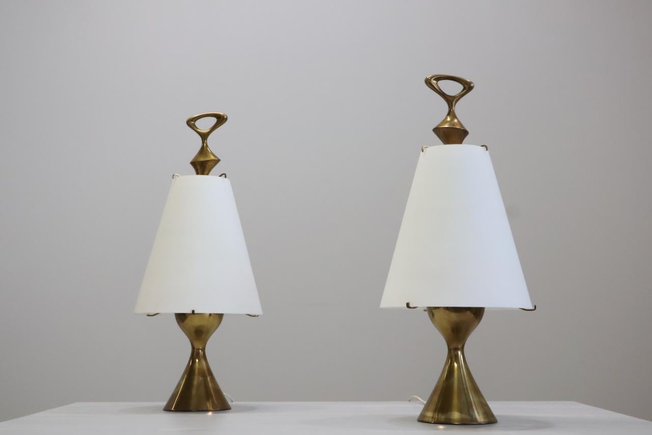 Importante coppia di rare lampade da tavolo Max Ingrand per Fontana Arte, Italia in vendita 3