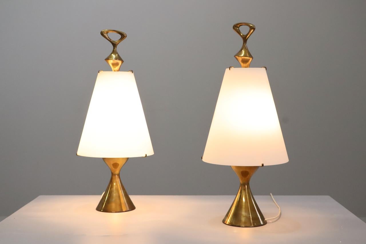 Importante coppia di rare lampade da tavolo Max Ingrand per Fontana Arte, Italia in vendita 8