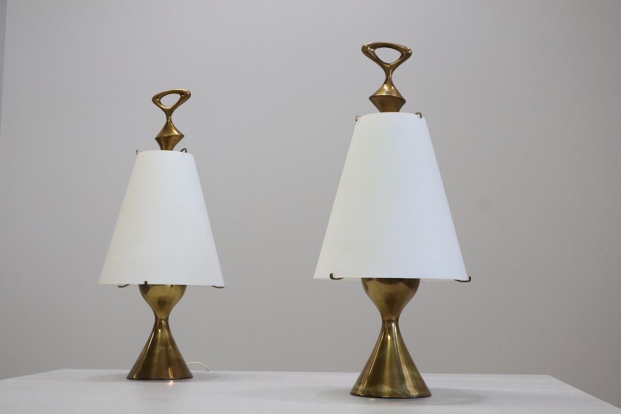 XX secolo Importante coppia di rare lampade da tavolo Max Ingrand per Fontana Arte, Italia in vendita