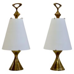 Importante coppia di rare lampade da tavolo Max Ingrand per Fontana Arte, Italia