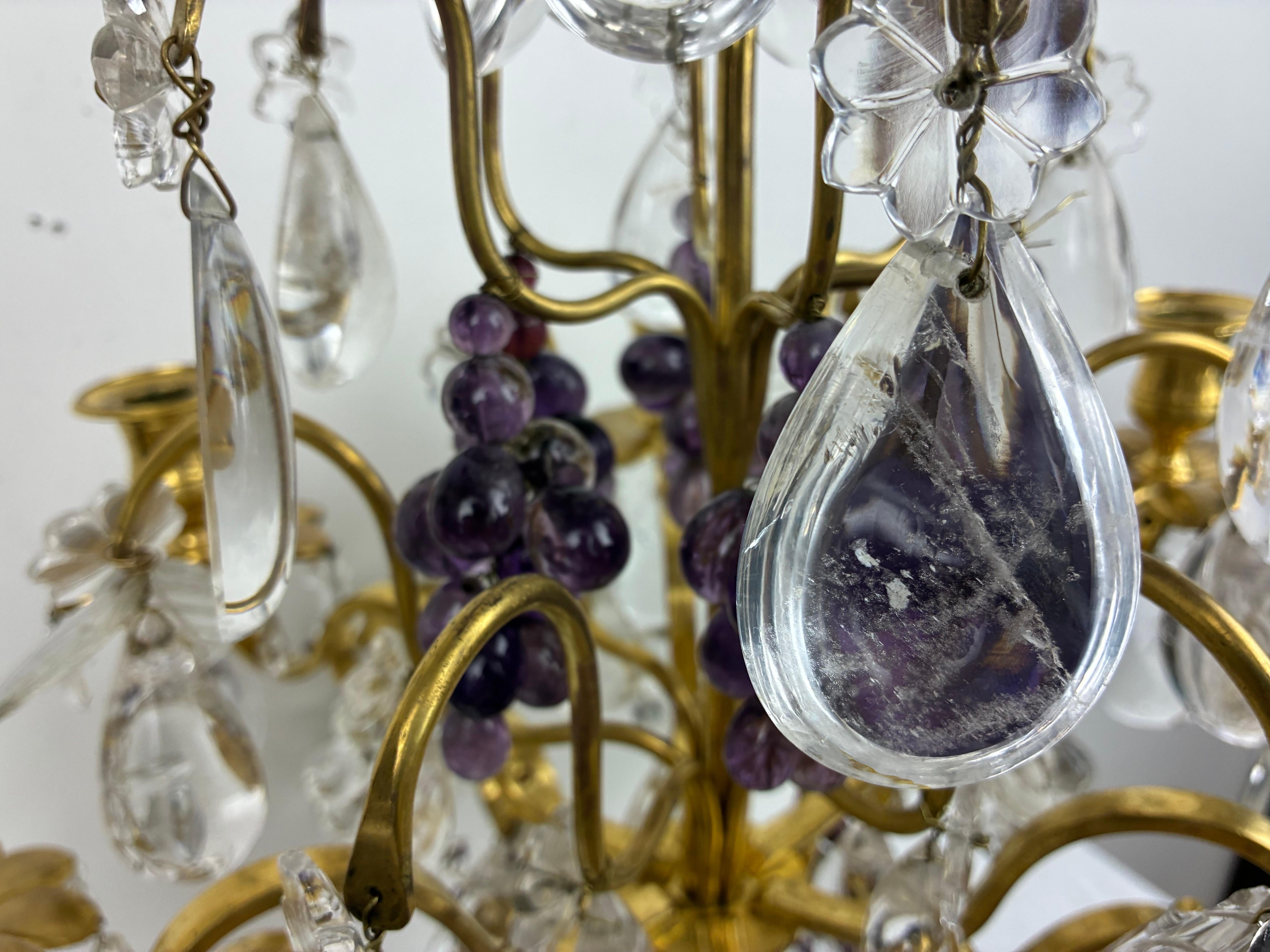 Important Pair Rock Crystal and Ormolu Girandoles by Maison Bagues For Sale 4