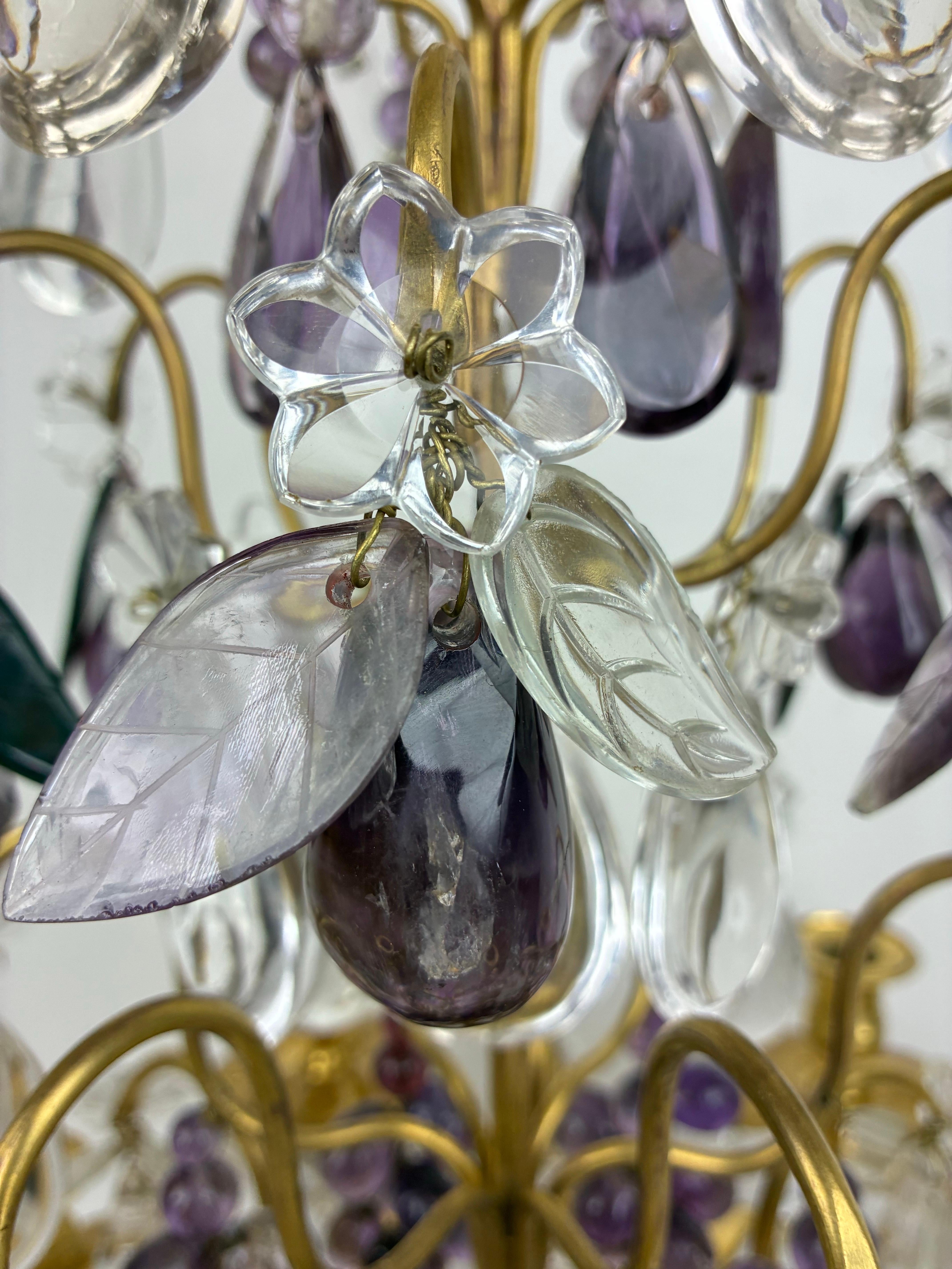 Important Pair Rock Crystal and Ormolu Girandoles by Maison Bagues For Sale 5