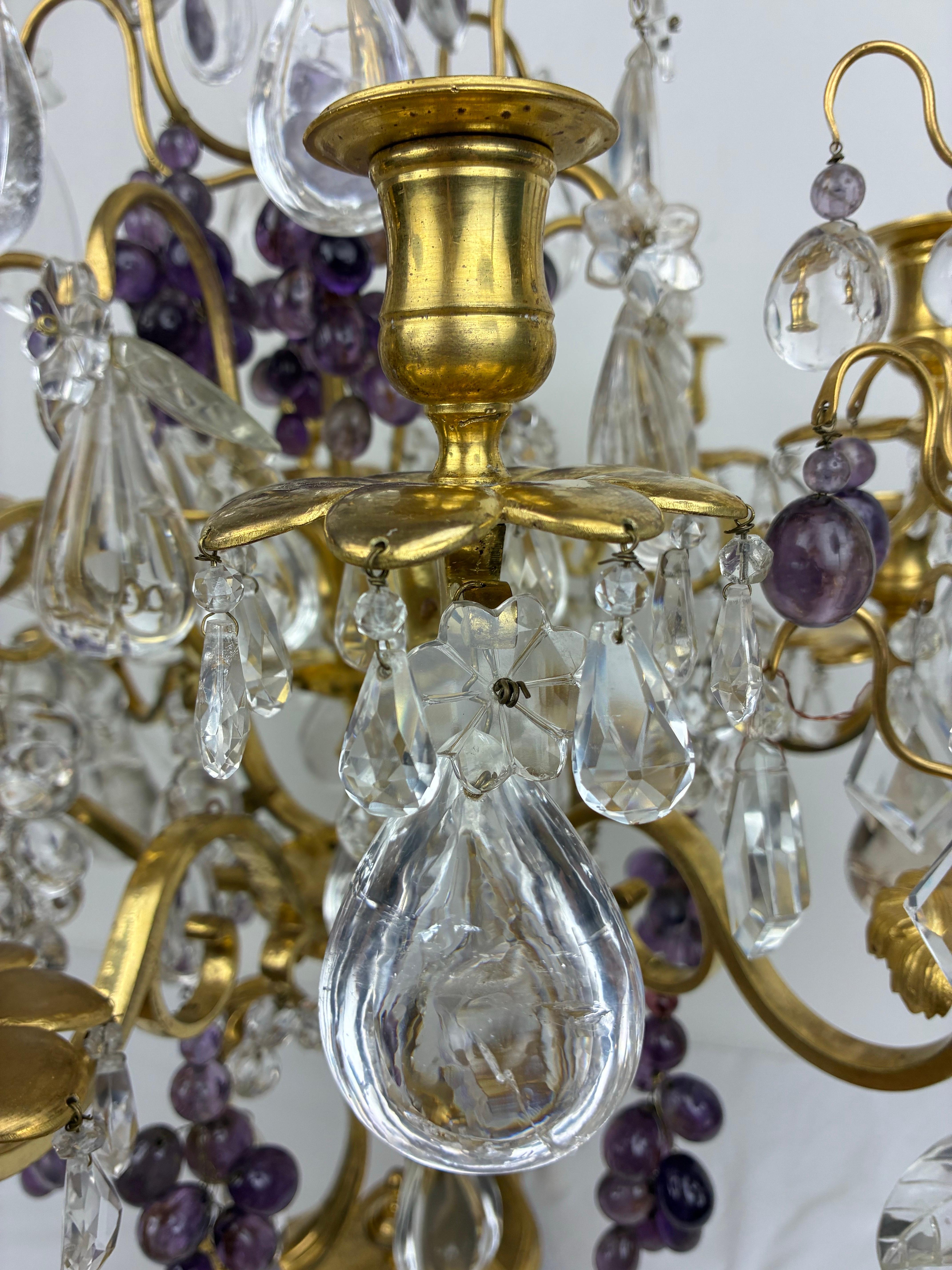 Important Pair Rock Crystal and Ormolu Girandoles by Maison Bagues For Sale 7