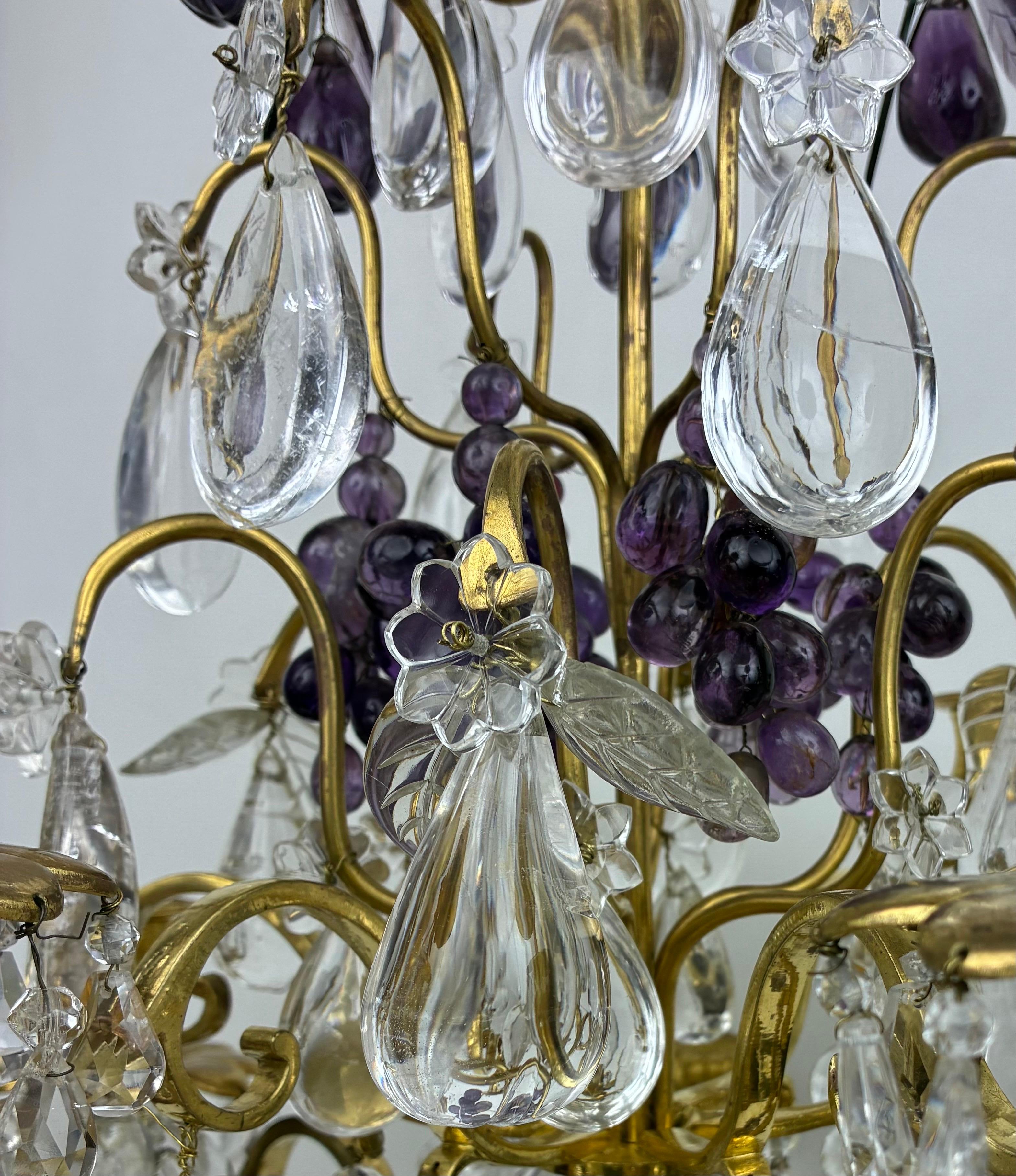 Important Pair Rock Crystal and Ormolu Girandoles by Maison Bagues In Good Condition For Sale In Pittsburgh, PA