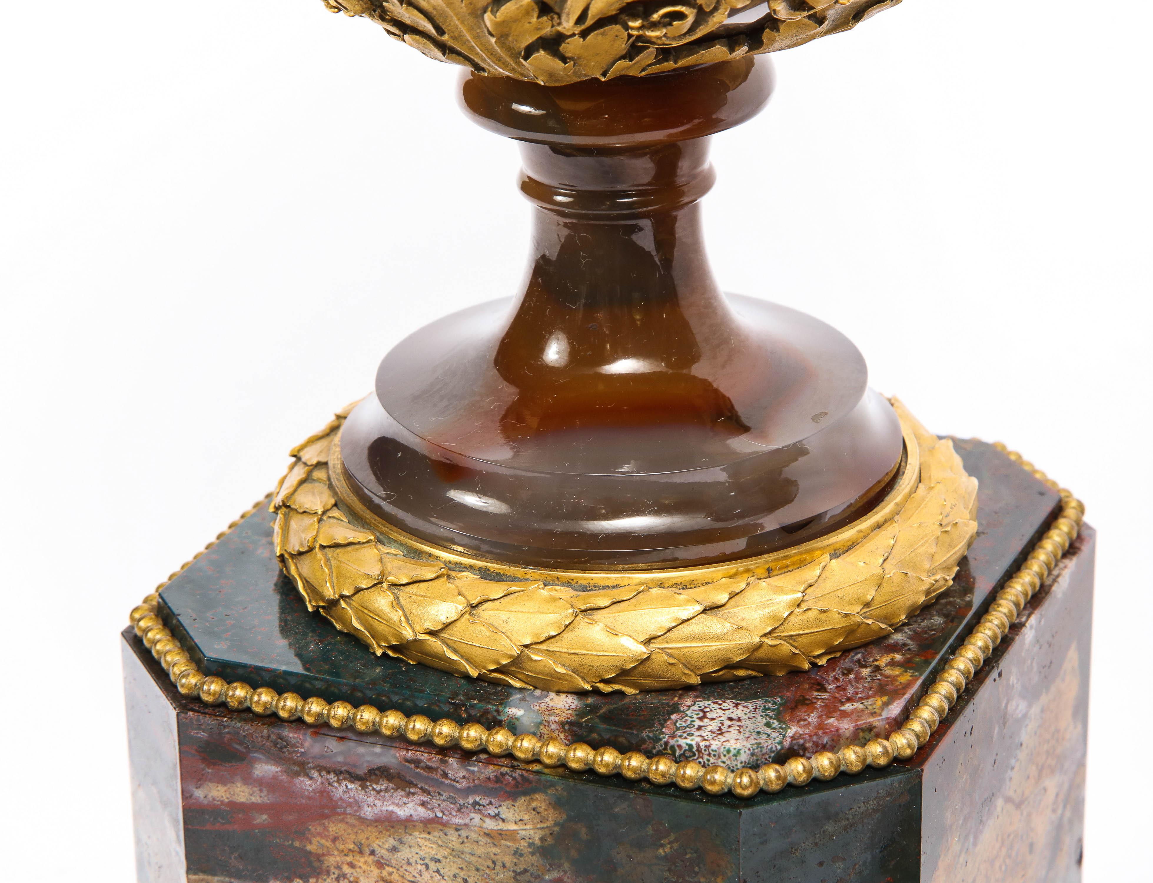 Important Pair of Russian Imperial Agate and Bloodstone Ormolu Mtd. Jasper Vases 3