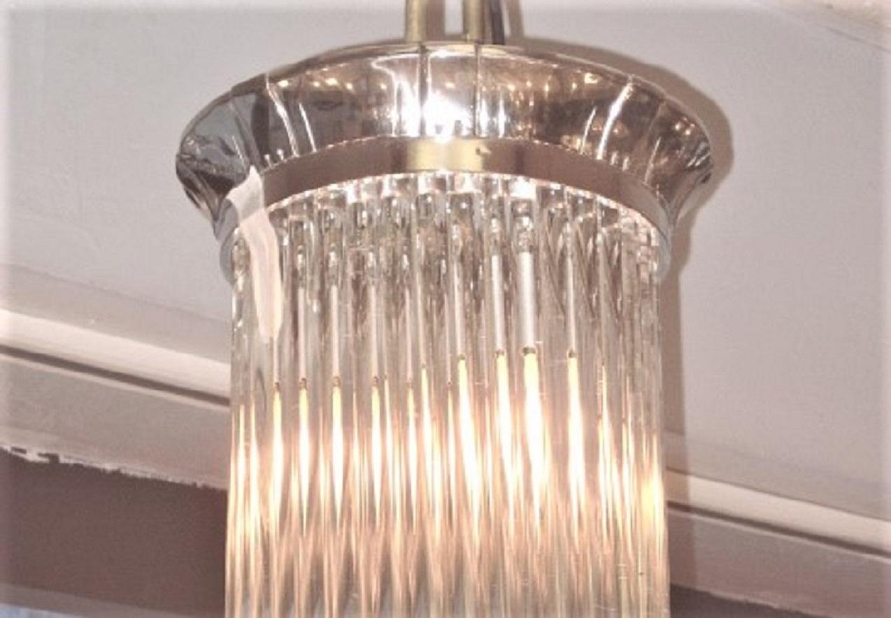 Important Palatial French Modernist Glass and Nickel Two-Tier Chandelier Petitot For Sale 4