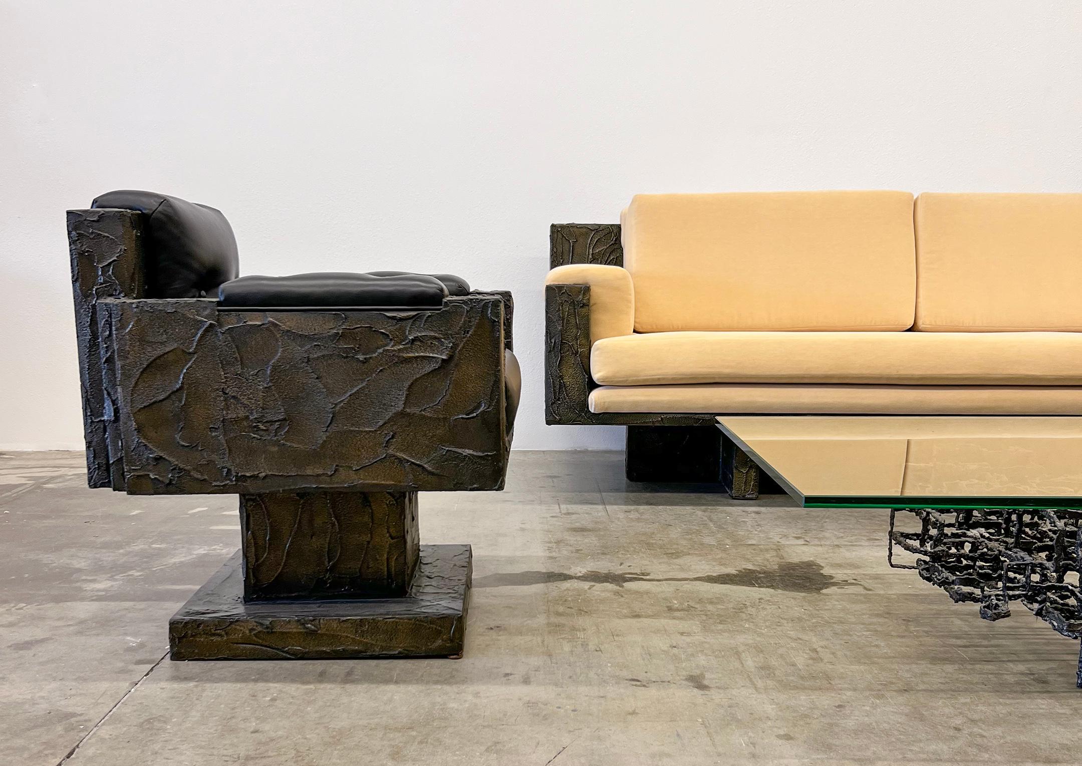 Important Paul Evans Studio Sculpted Bronze and Resin Sofa, Signed, 1971 For Sale 5