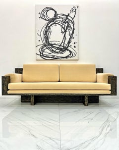 Important Paul Evans Studio Sculpted Bronze and Resin Sofa, Signed, 1971