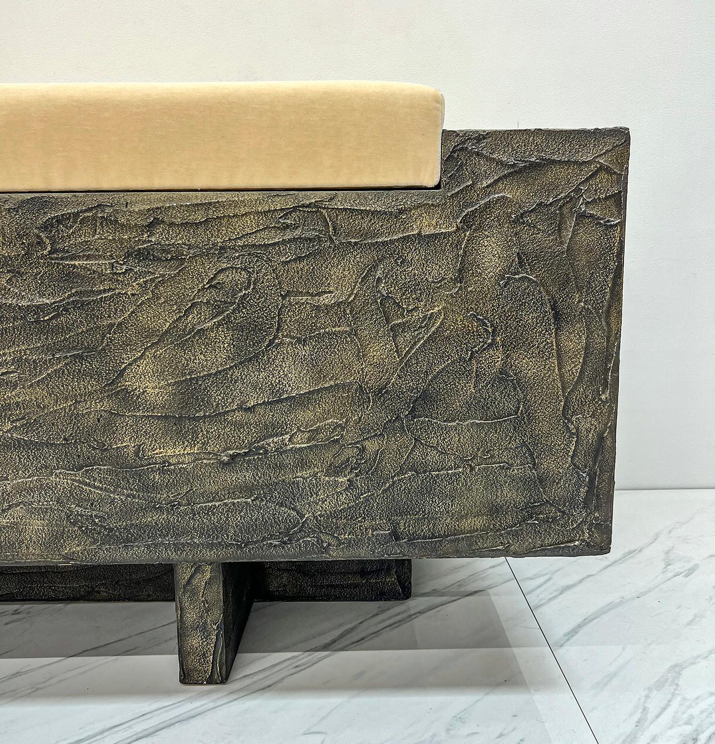 Important Paul Evans Studio Sculpted Bronze and Resin Sofa, Signed, 1971 In Good Condition For Sale In Culver City, CA