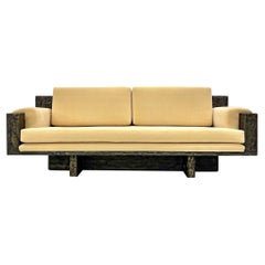 Important Paul Evans Studio Sculpted Bronze and Resin Sofa, Signed, 1971