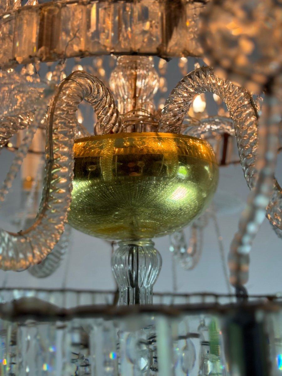 Louis XVI Important Pearl Bag Chandelier In Navette Cut Crystal, Circa 1800 For Sale