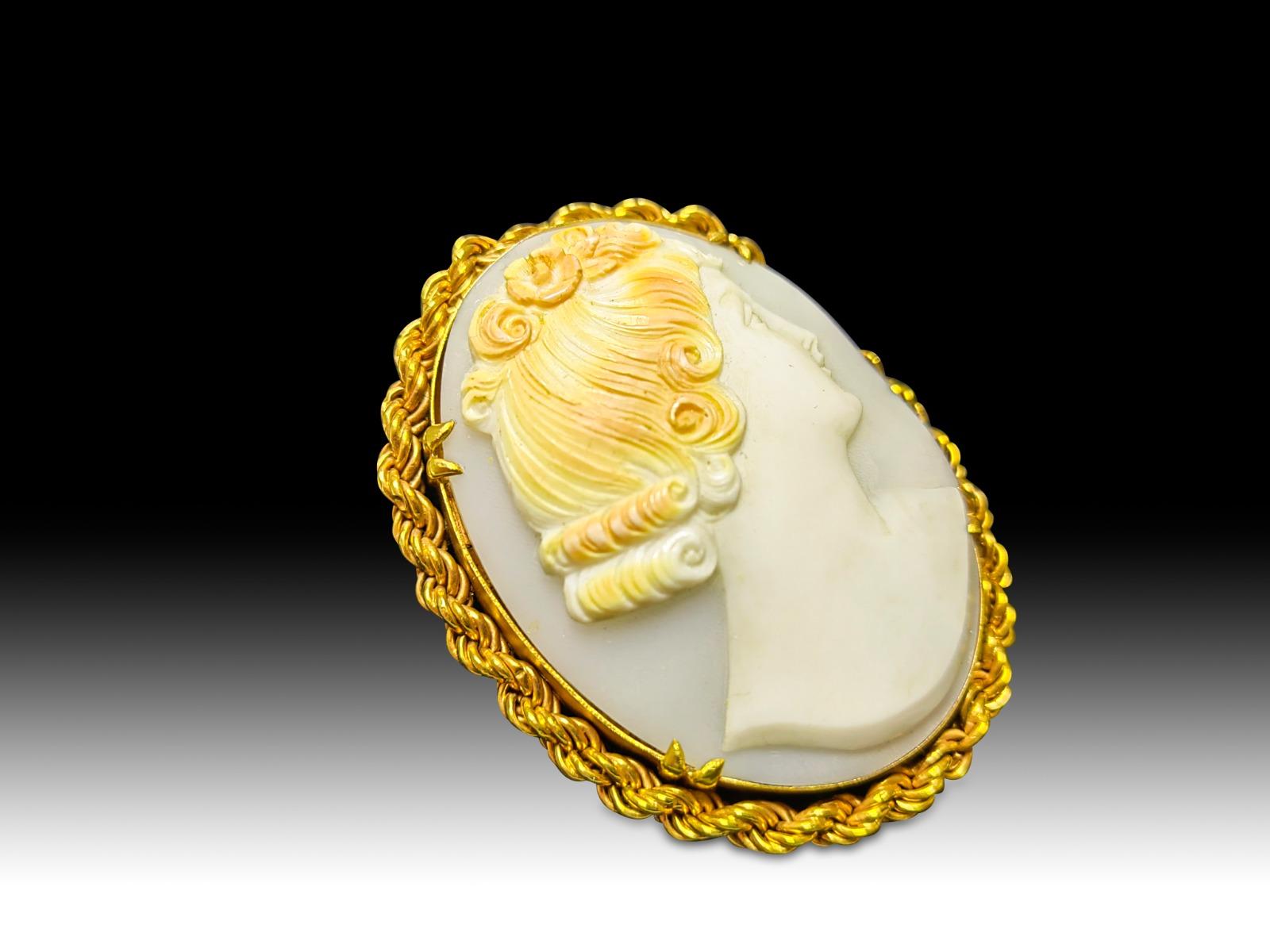 Wichtiger Anhänger in Gelbgold  Cameo Old „Oval“ Anhänger aus 18k 20. Jahrhundert (Gold) im Angebot