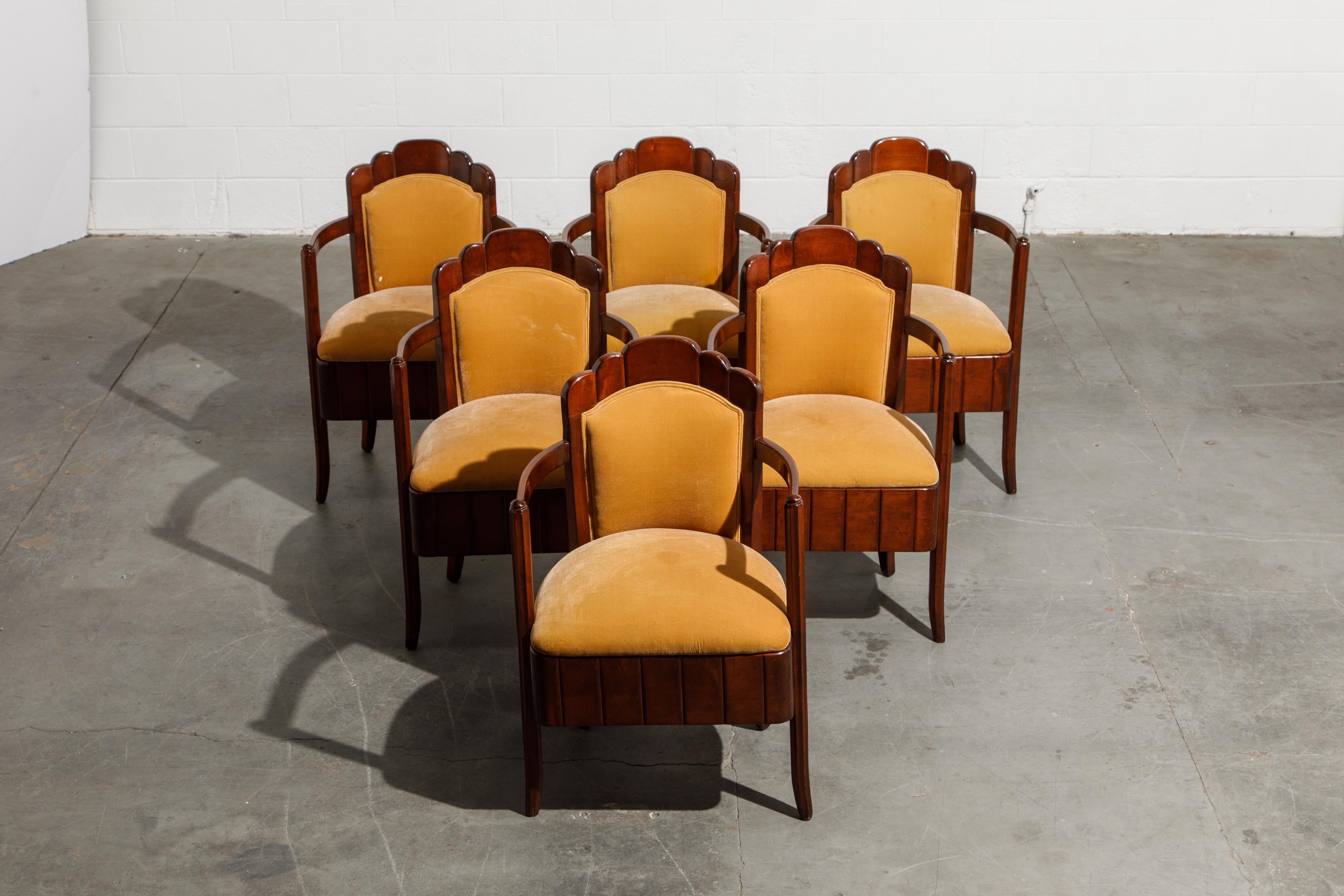 Art Deco Important Pierre Patout Mahogany Dining Chairs from S.S. Île de France, c. 1927 For Sale