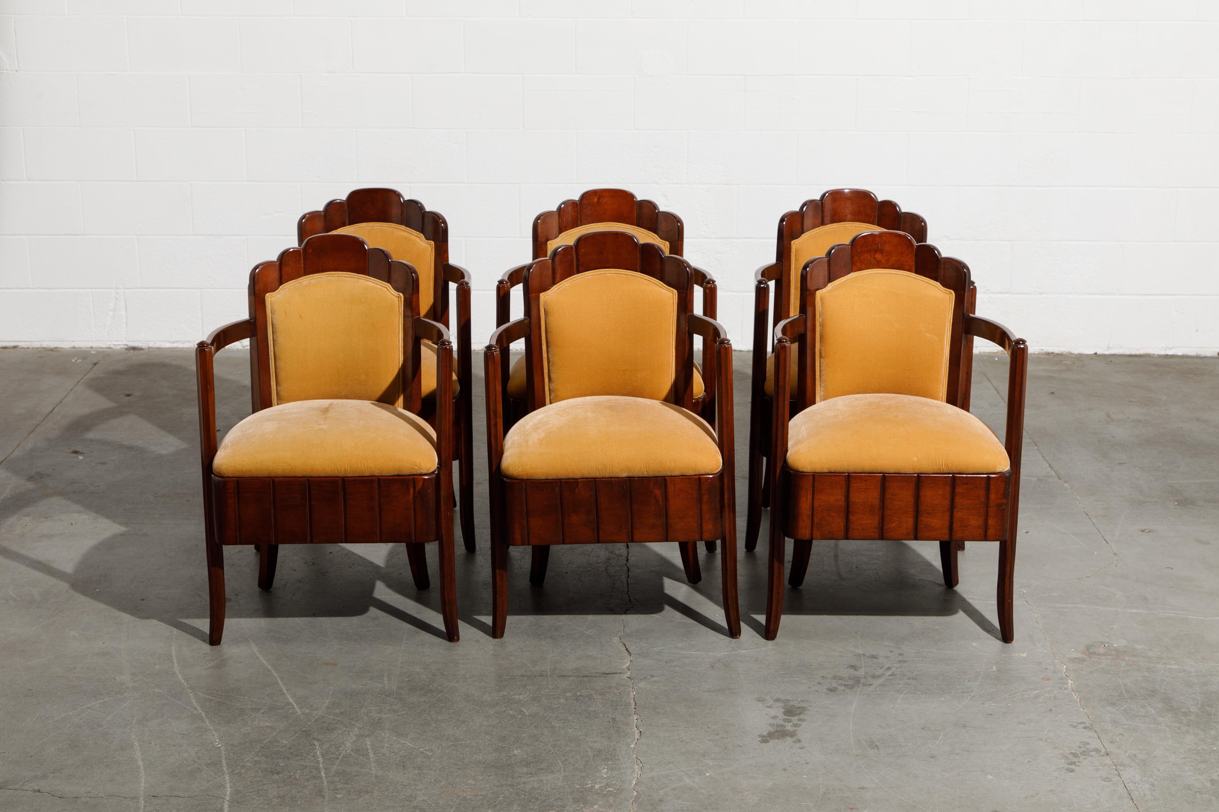 French Important Pierre Patout Mahogany Dining Chairs from S.S. Île de France, c. 1927 For Sale