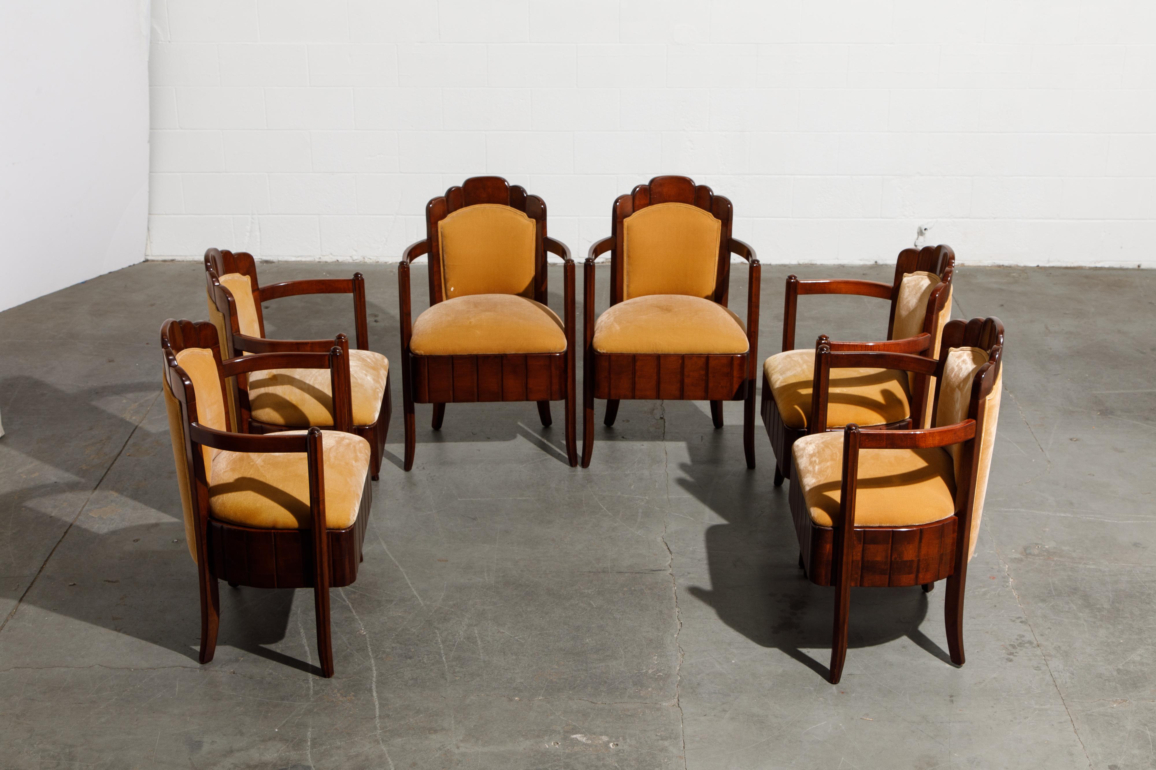 Important Pierre Patout Mahogany Dining Chairs from S.S. Île de France, c. 1927 In Good Condition For Sale In Los Angeles, CA