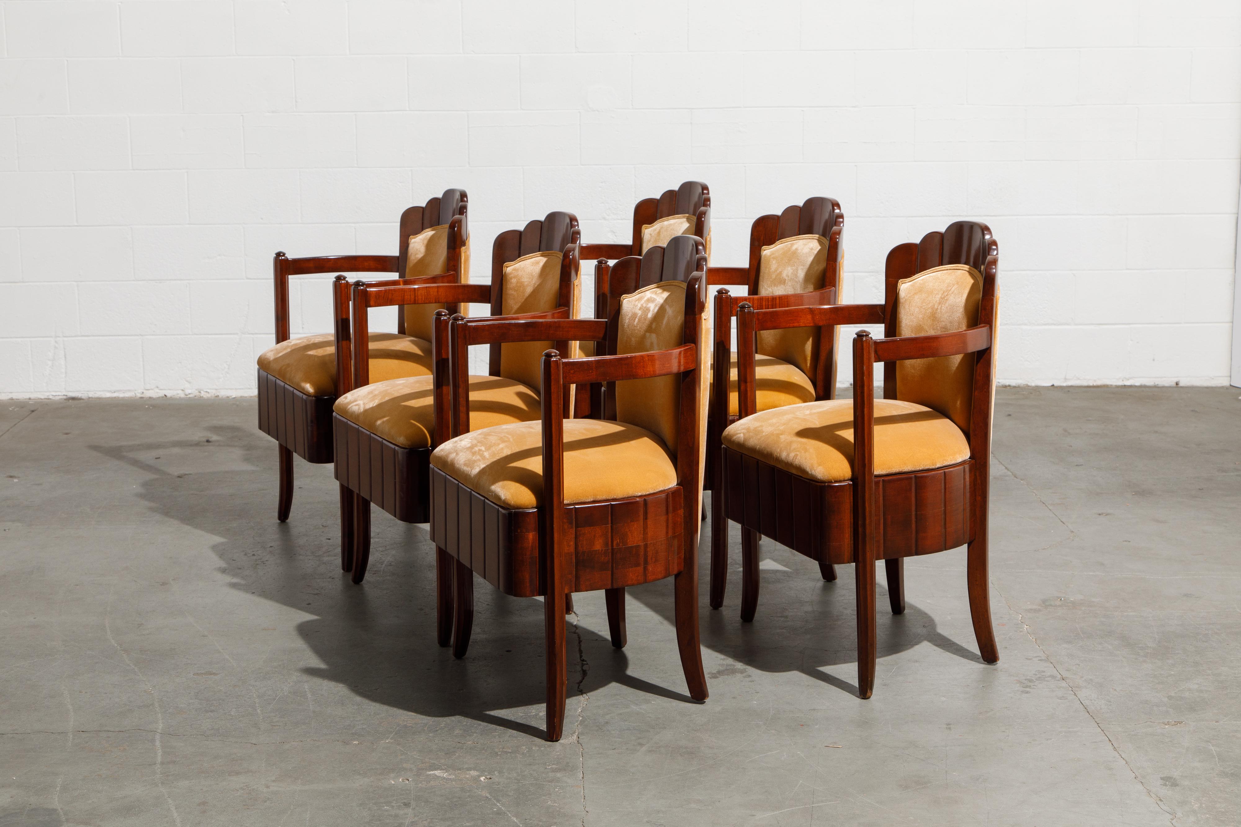 Early 20th Century Important Pierre Patout Mahogany Dining Chairs from S.S. Île de France, c. 1927 For Sale