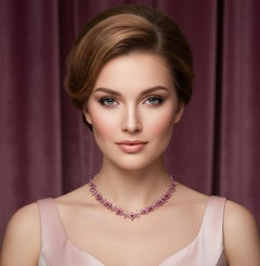 Important Pink Sapphire and Ruby Flower Necklace