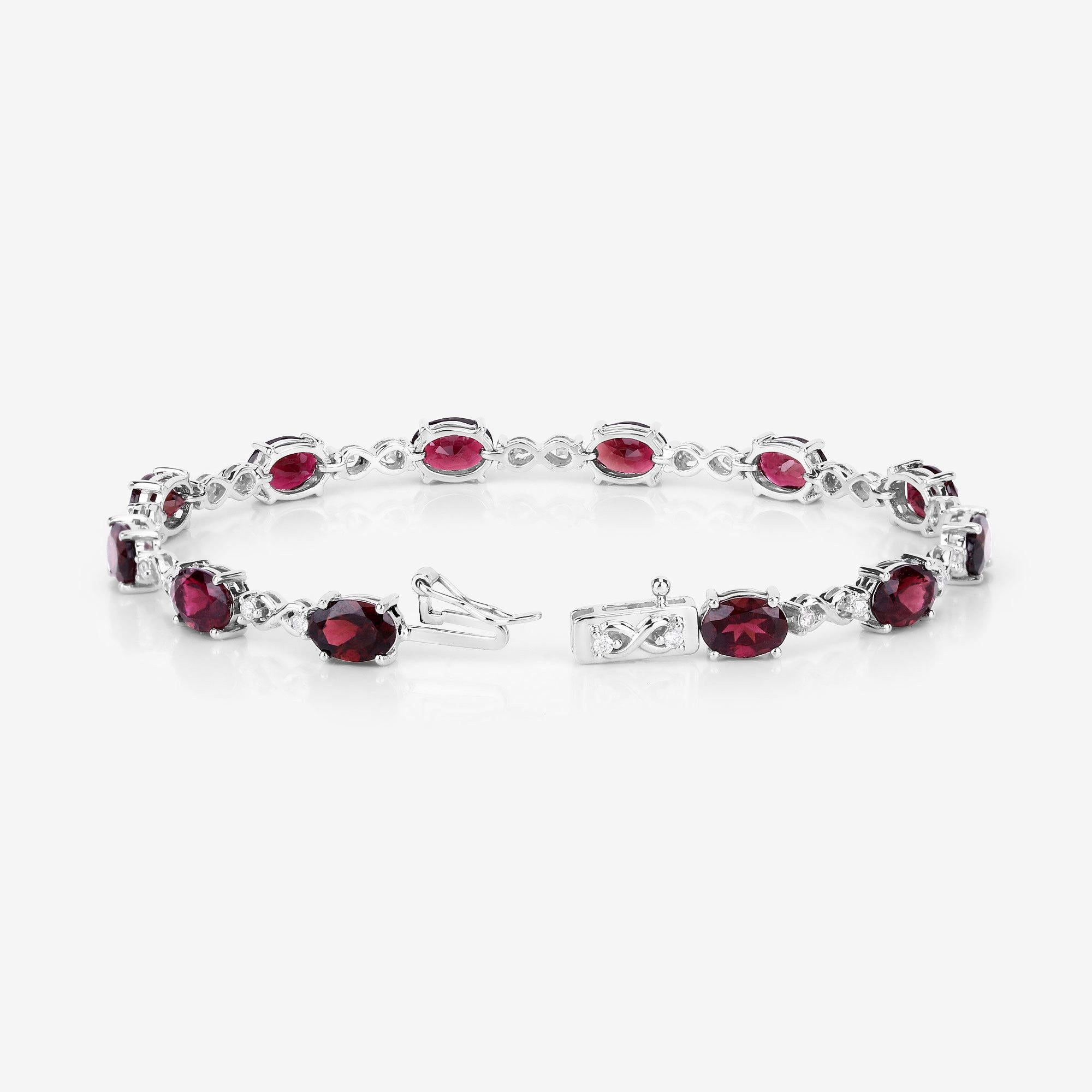 Important Pink Tourmaline and Diamond Tennis Bracelet 8.25 Carats 14k White Gold In Excellent Condition For Sale In Laguna Niguel, CA
