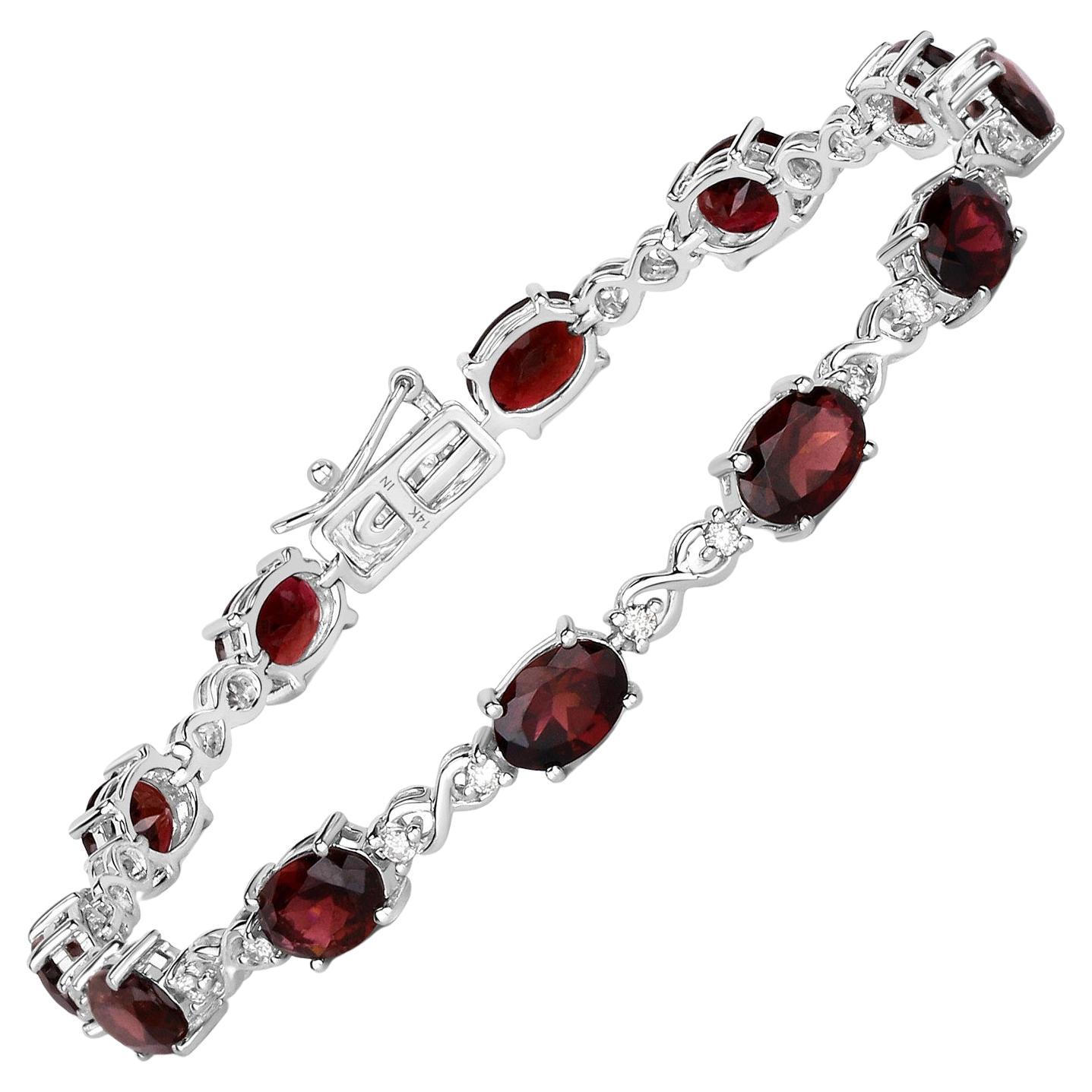 Contemporary Important Pink Tourmaline and Diamond Tennis Bracelet 8.25 Carats 14k White Gold For Sale