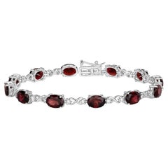 Importante Bracciale Tennis con Tormalina Rosa e Diamanti 8,25 Carati in Oro Bianco 14k