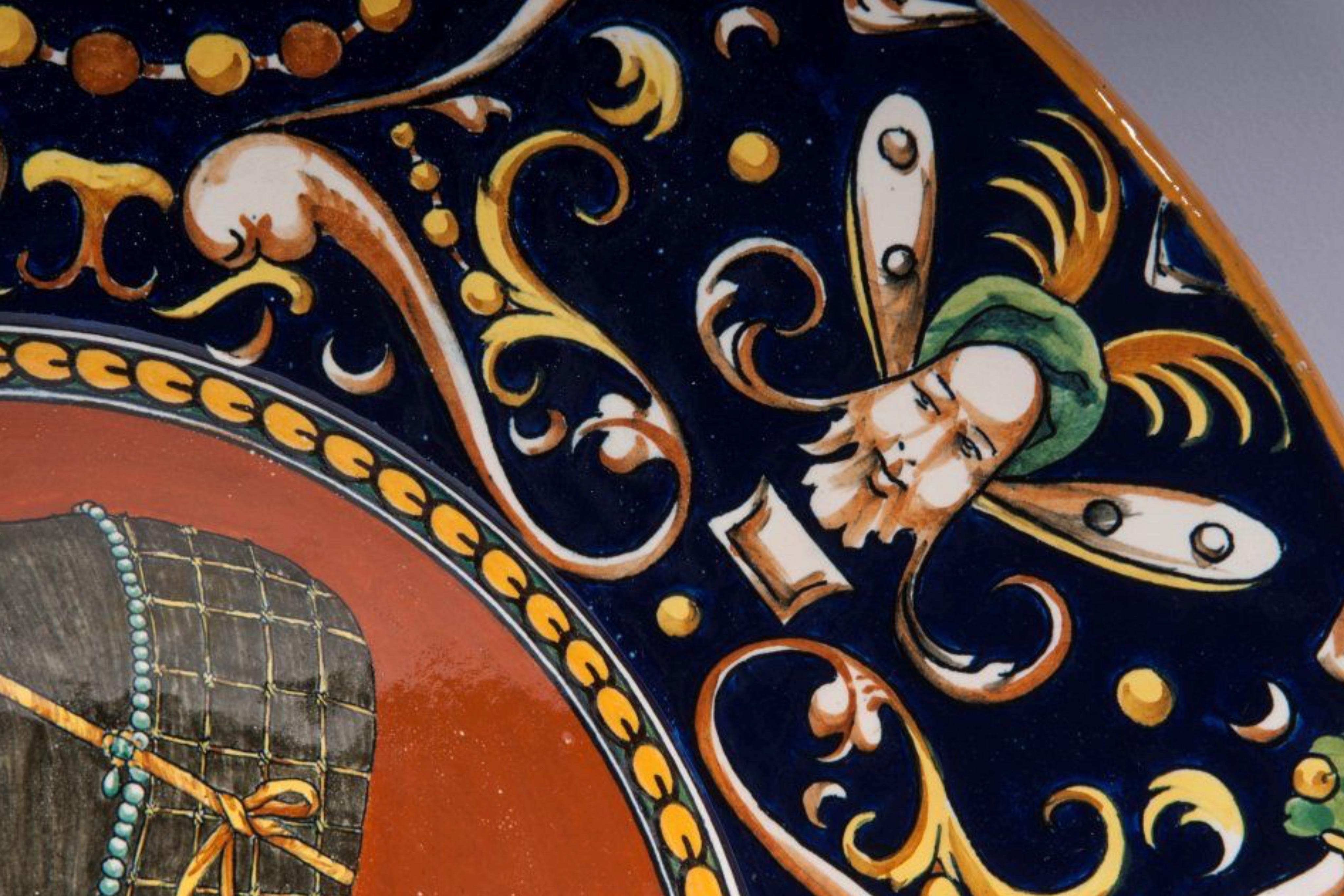 Wichtiger Teller Fratelli Minardi Faenza 1920 Art Deco (Barock) im Angebot
