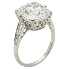 Important Platinum Cushion Cut Diamond Engagement Ring