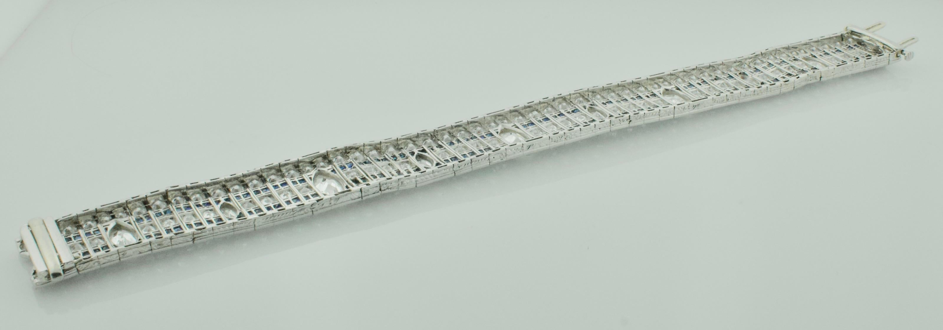 Art-déco-Armband aus Platin mit Diamanten und Saphiren, ca. 1920''s. 2