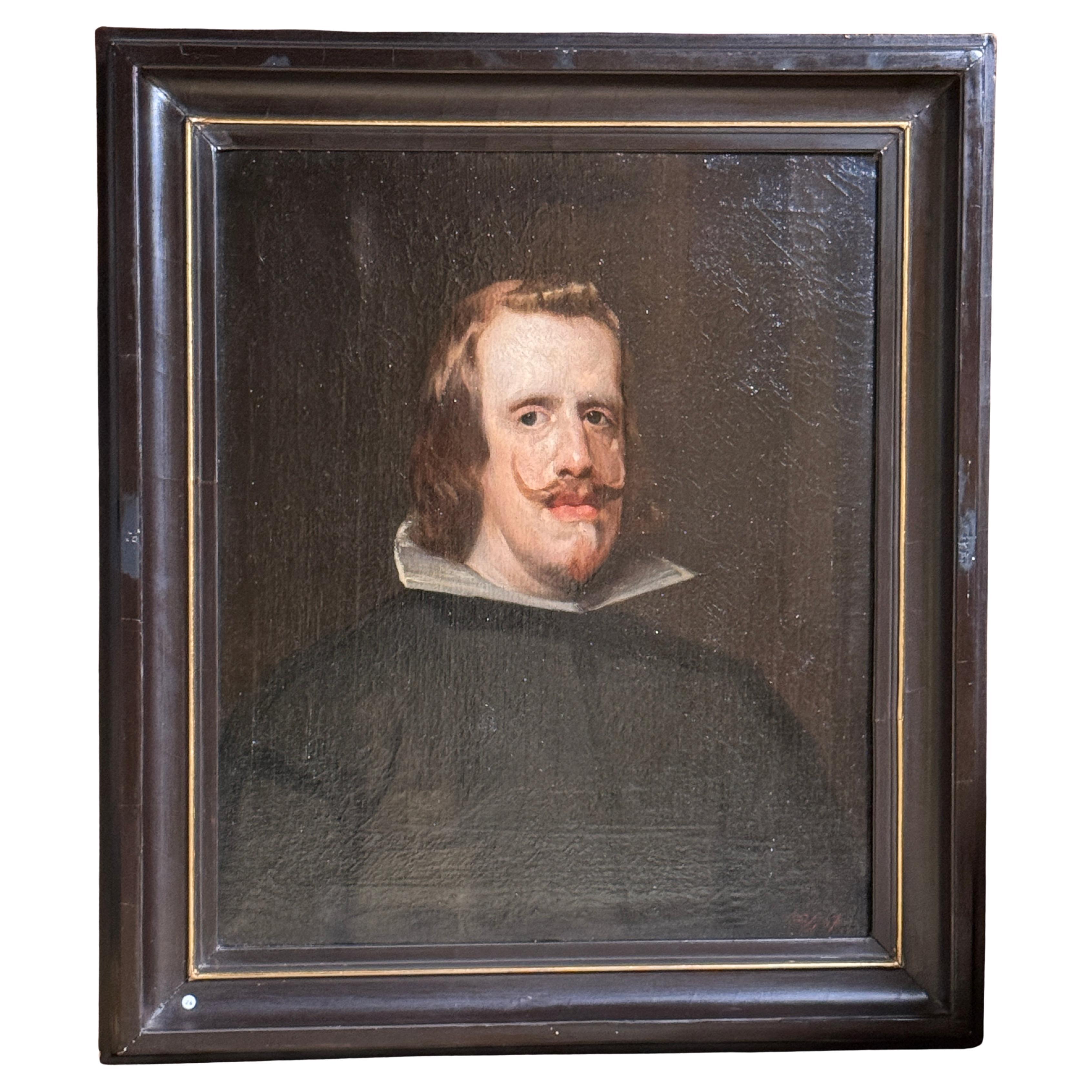 Bedeutendes Porträt von Philipp IV., Öl auf Leinwand, Spanish School, 17. Jahrhundert im Angebot