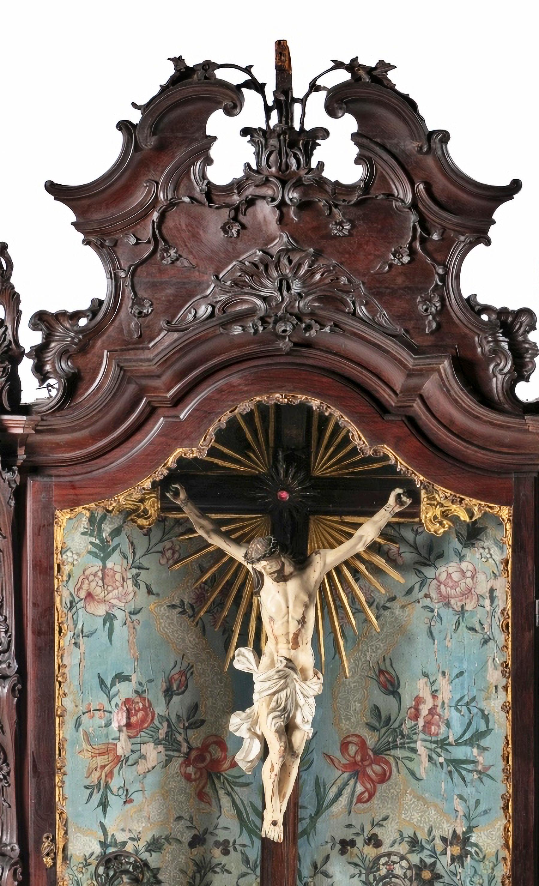 Baroque IMPORTANT PORTUGUESE ORATORY WITH CALVARY 18th Century For Sale