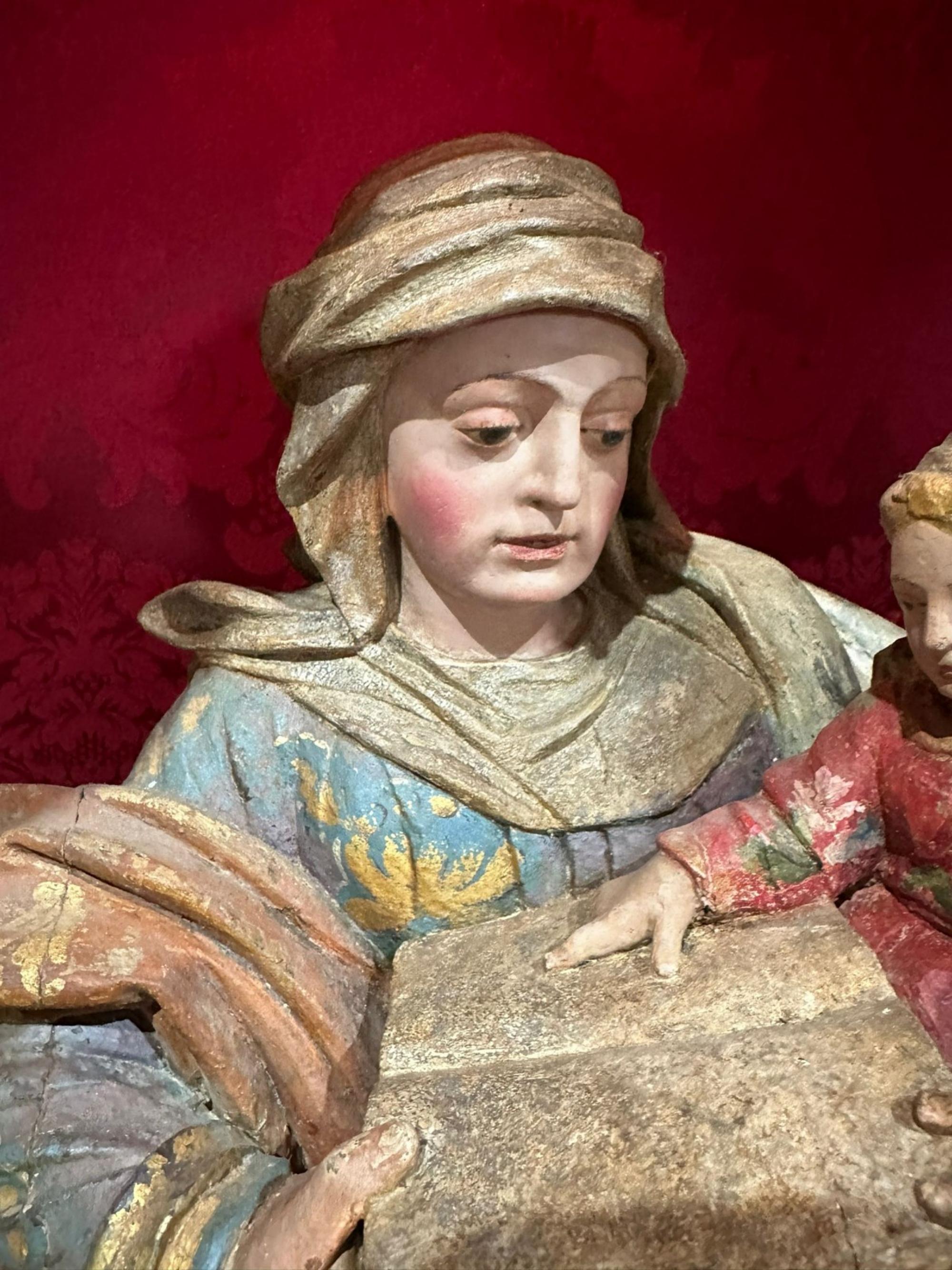 Importante sculpture portugaise du 17ème siècle, Notre dame et notre enfant Jésus Bon état - En vente à Madrid, ES