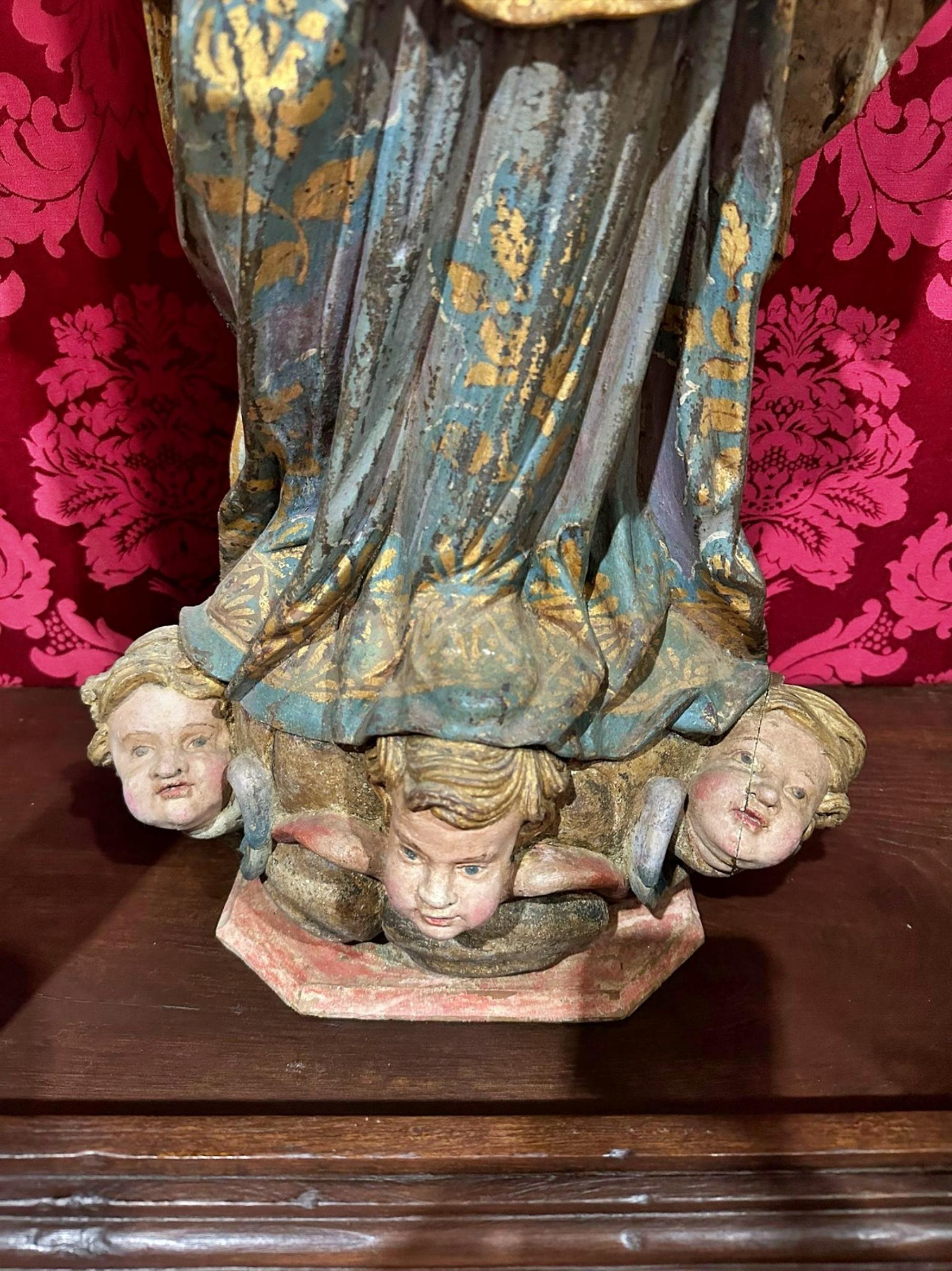 XVIIIe siècle et antérieur Importante sculpture portugaise du 17ème siècle, Notre dame et notre enfant Jésus en vente