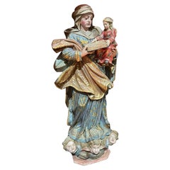 Antique Important Portuguese Sculpture from the 17th Century, "Our Lady and Child Jesus"