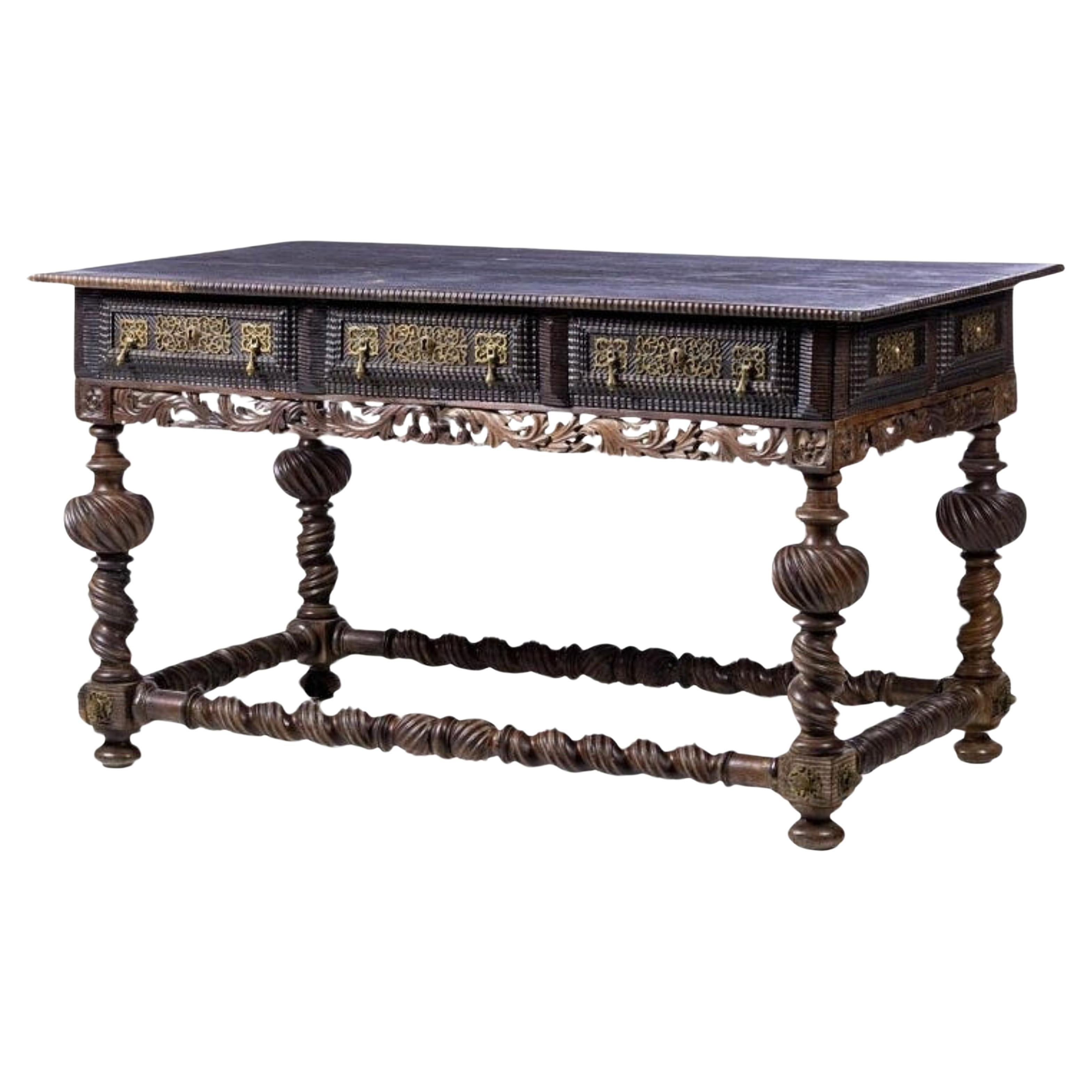 Importante table portugaise du 18ème siècle en bois de rose