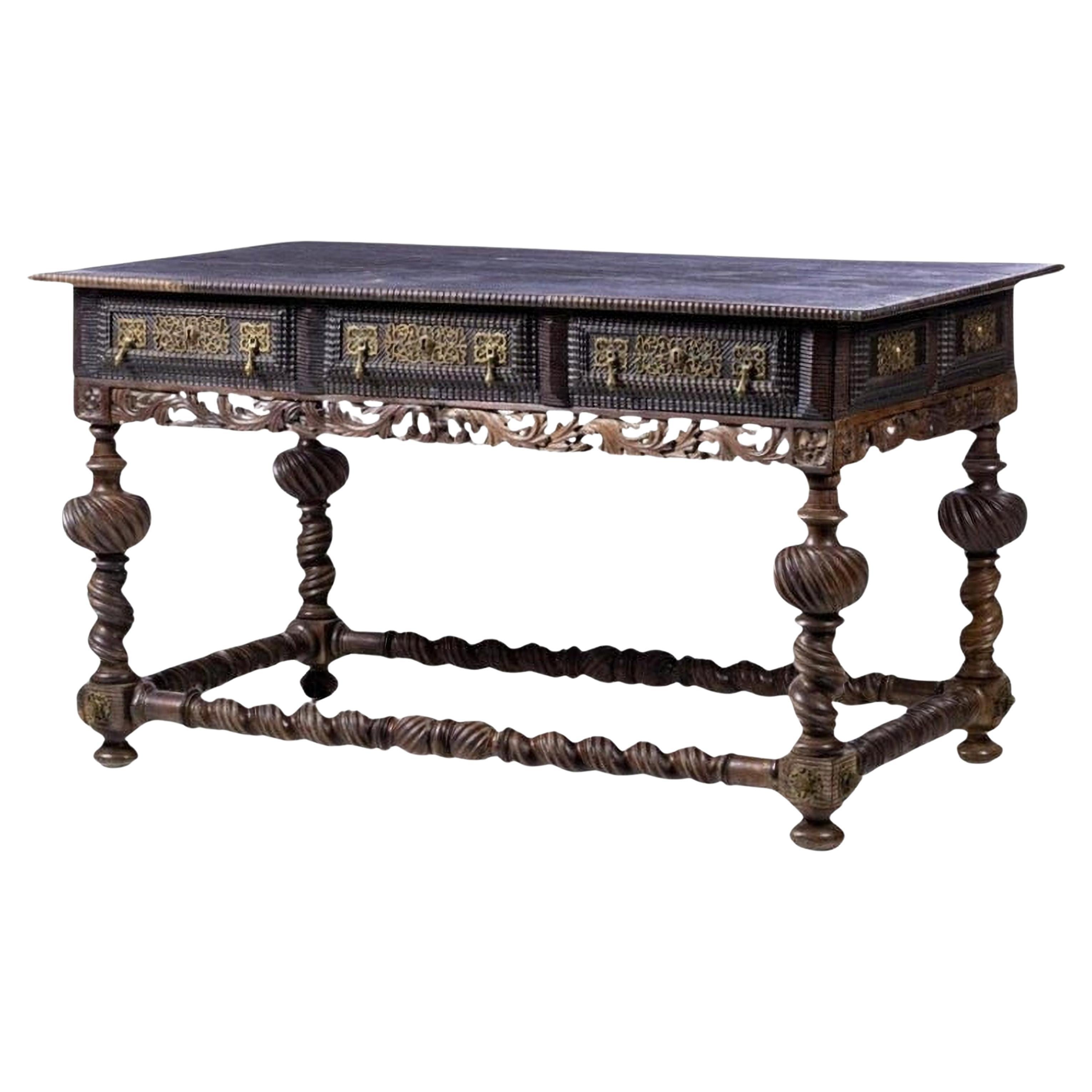 Importante table portugaise du 18ème siècle en bois de rose