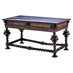 Importante table portugaise du 19ème siècle en bois de rose