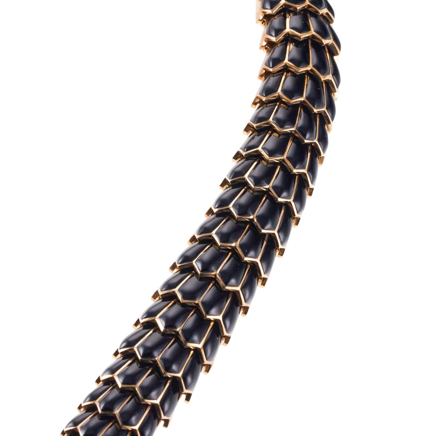 Seltene Bulgari Serpenti Schwarz Mamba Diamant Gold Onyx Schlangenhalskette (Moderne)