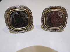 Important Rare Estate 18KT Heavy Gold Overlaid French Republic CoinEarrings