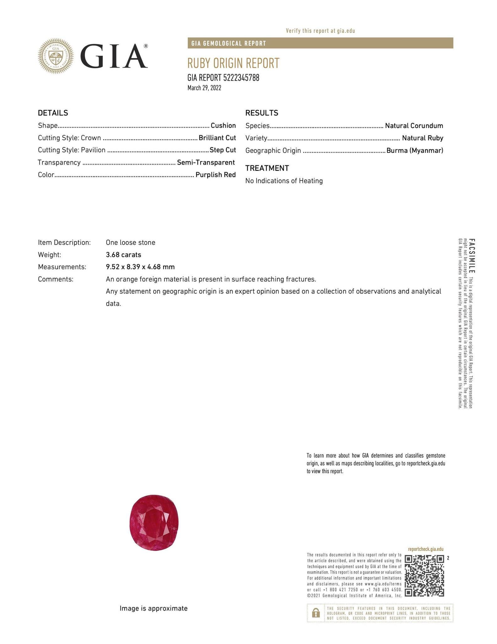 Seltener GIA zertifizierter 3,68 Karat natürlicher burmesischer unerhitzter Rubinring (Zeitgenössisch) im Angebot