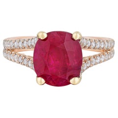 Vintage Important Rare GIA Certified 3.68 Carat Natural Burma Unheated Ruby Ring