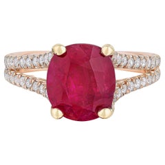 Retro Important Rare GIA Certified 3.68 Carat Natural Burma Unheated Ruby Ring