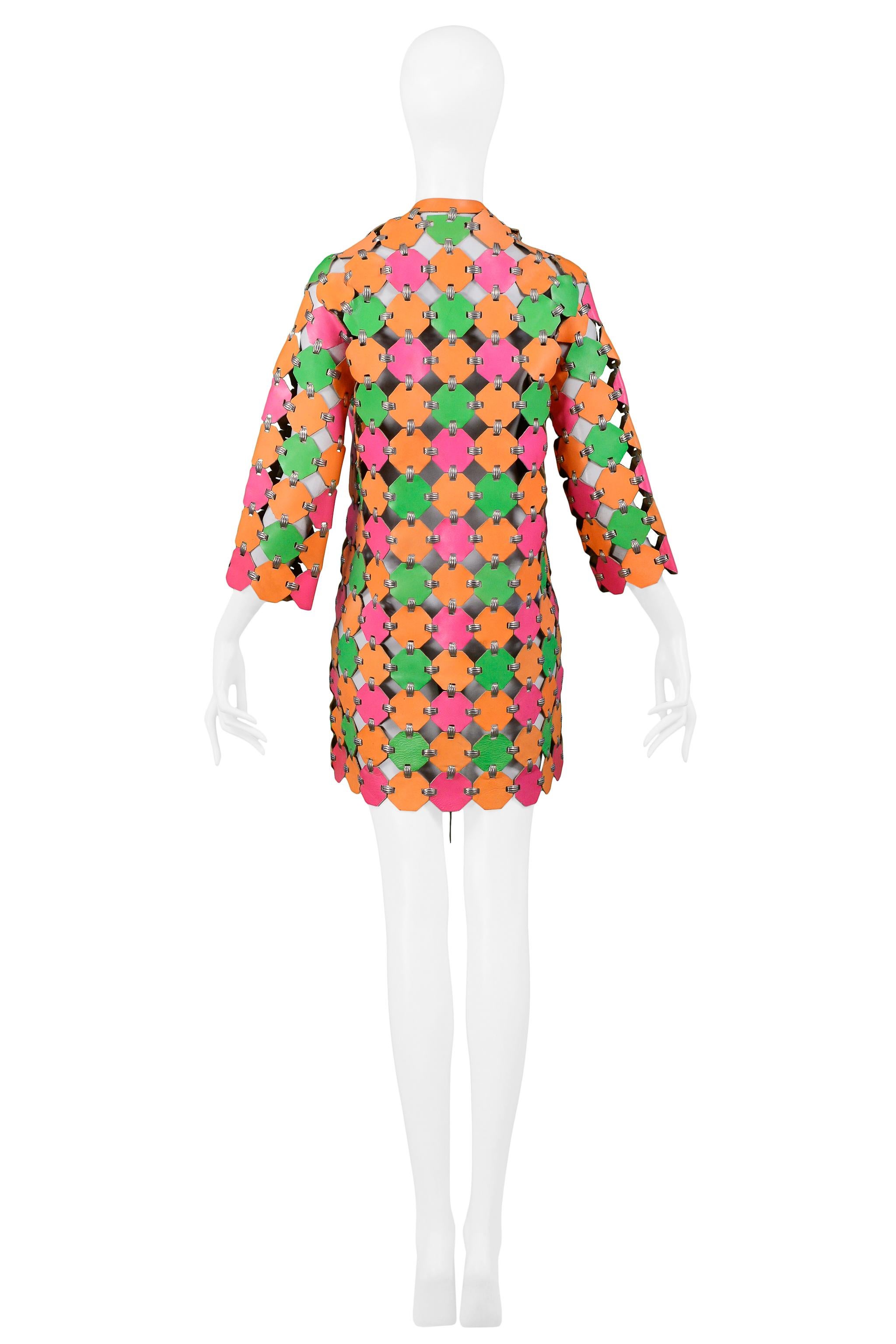 Women's Important & Rare Paco Rabanne Neon Coat Dress 1967 For Sale