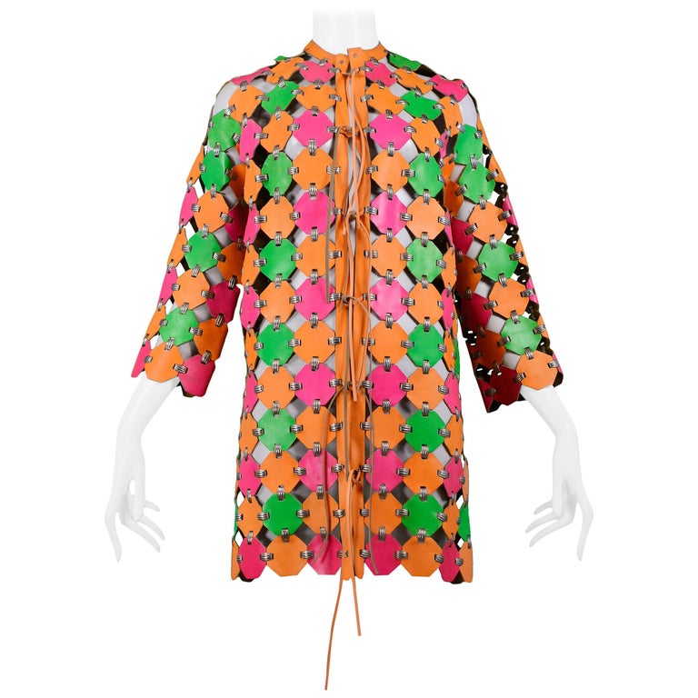 Important & Rare Paco Rabanne Neon Coat Dress 1967 For Sale