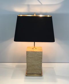 Important Reconstituted Stone and Brass Adjustable Table Lamp French, circa 1970