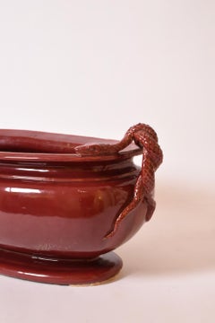 Important red ceramic planter bowl, 1950s