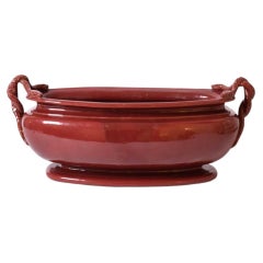 Important red ceramic planter bowl, 1950s